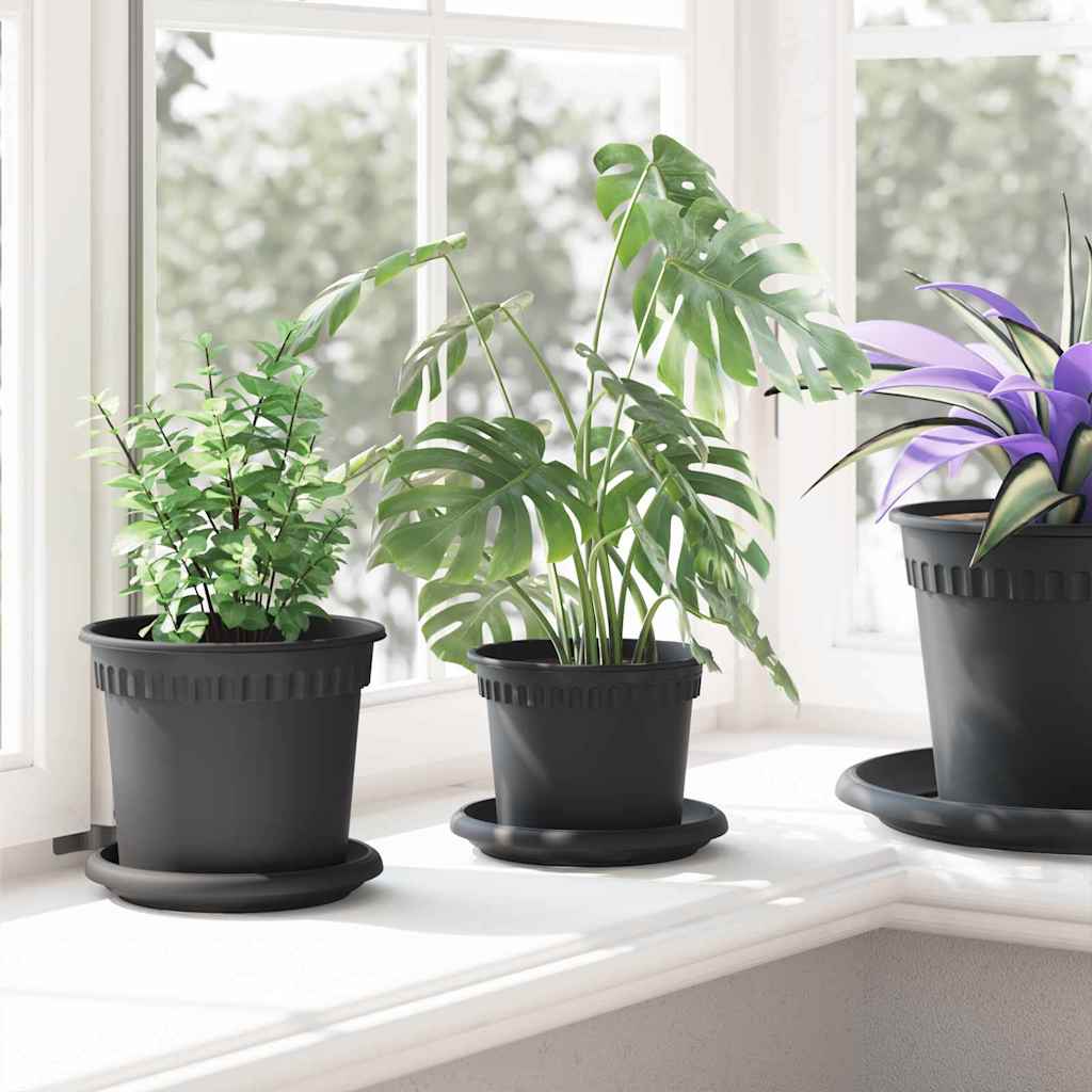 Apvalus gėlių vazonas 24 pcs Juoda Ø 12,5 x 10 cm Plastmasė