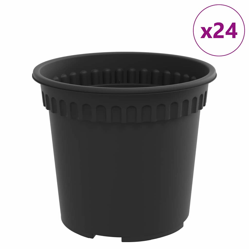 Apvalus gėlių vazonas 24 pcs Juoda Ø 15 x 12 cm Plastmasė