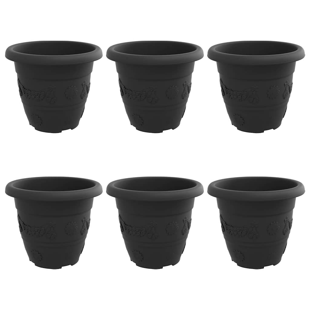 Apvalus gėlių vazonas 6 pcs Juoda Ø 26 x 21.5 cm Plastmasė