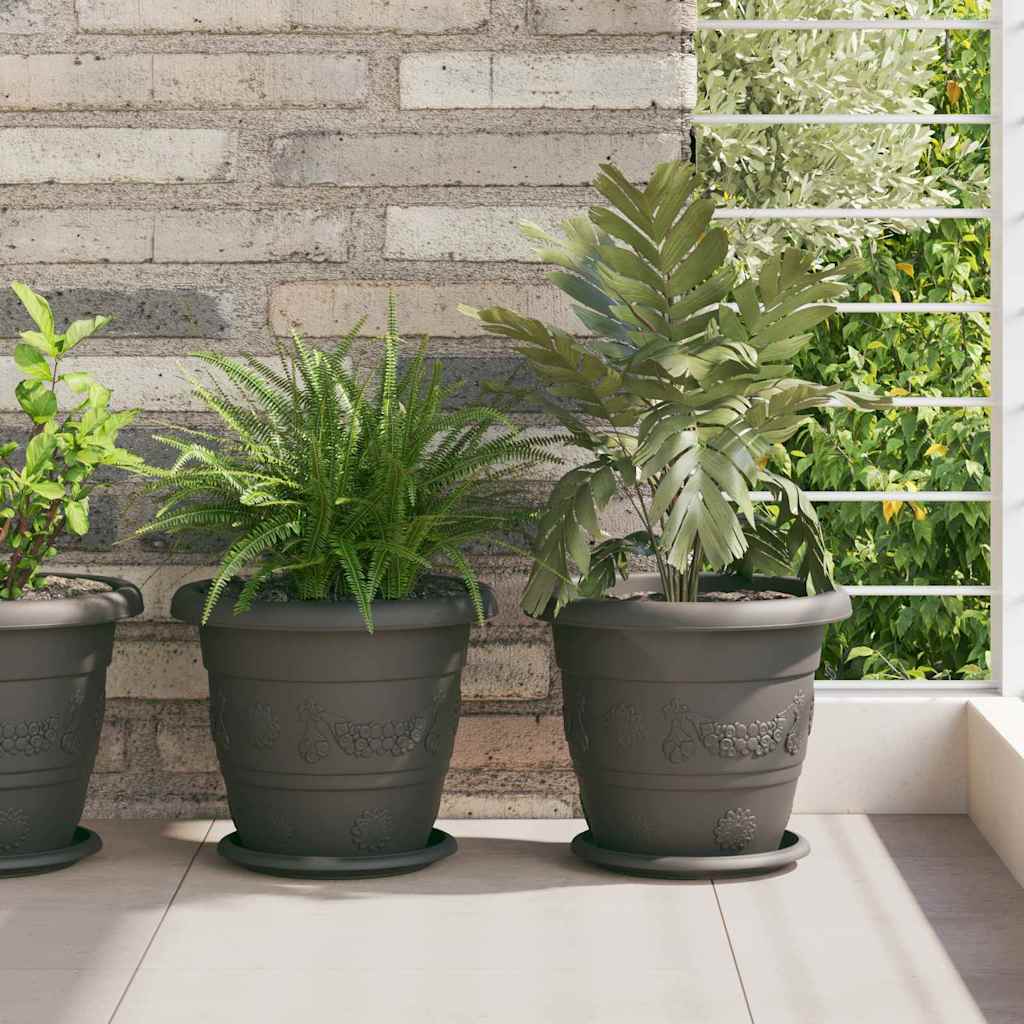 Apvalus gėlių vazonas 6 pcs Juoda Ø 26 x 21.5 cm Plastmasė