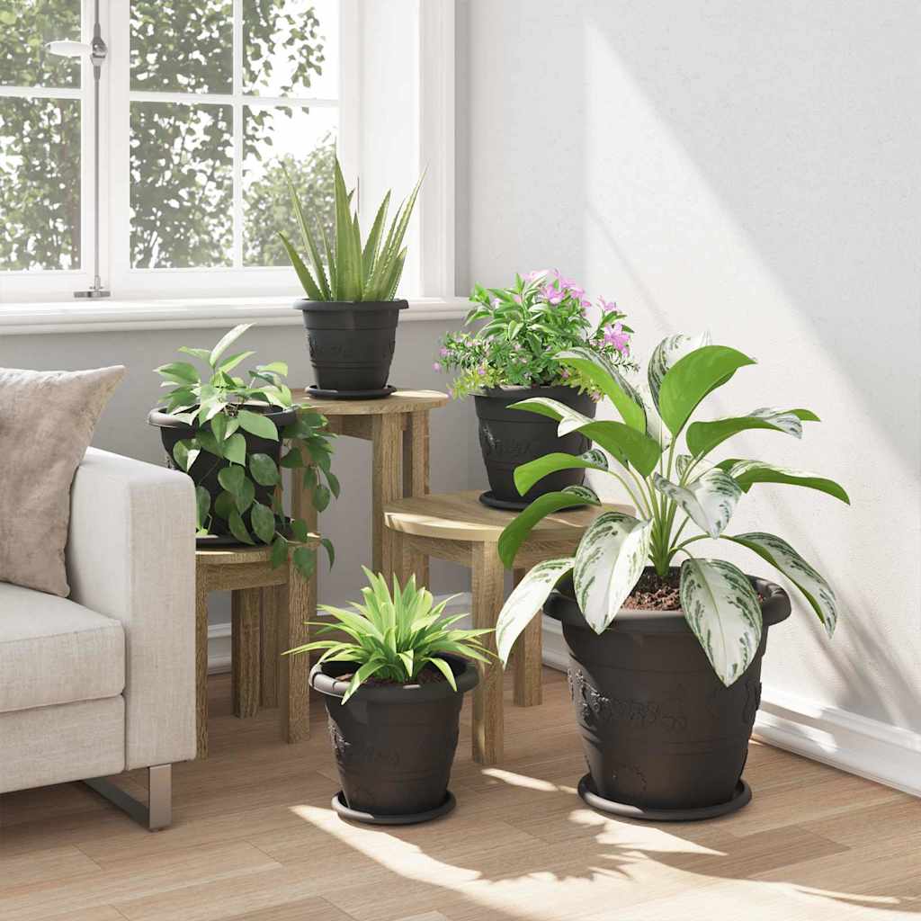 Apvalus gėlių vazonas 6 pcs Juoda Ø 26 x 21.5 cm Plastmasė
