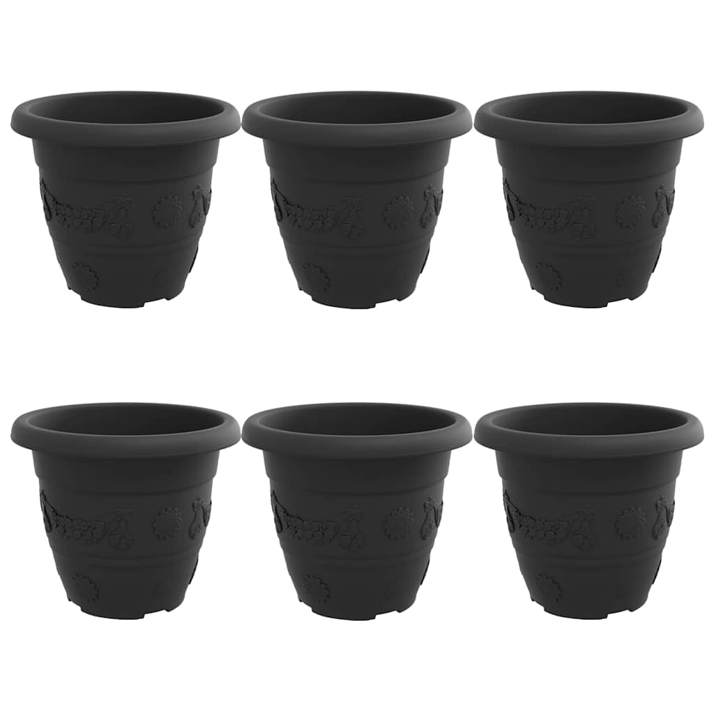 Apvalus gėlių vazonas 6 pcs Juoda Ø 26 x 21.5 cm Plastmasė