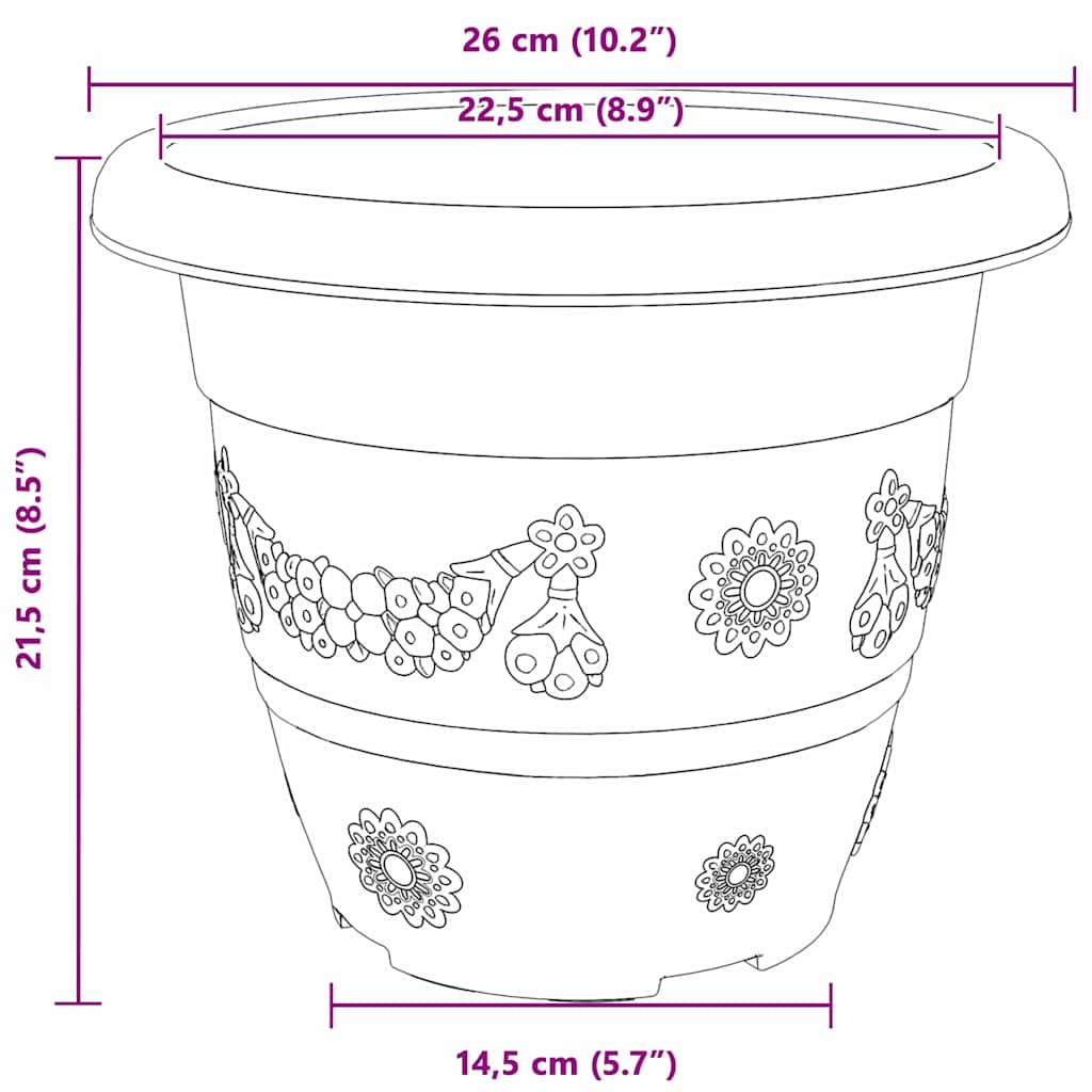 Apvalus gėlių vazonas 6 pcs Juoda Ø 26 x 21.5 cm Plastmasė