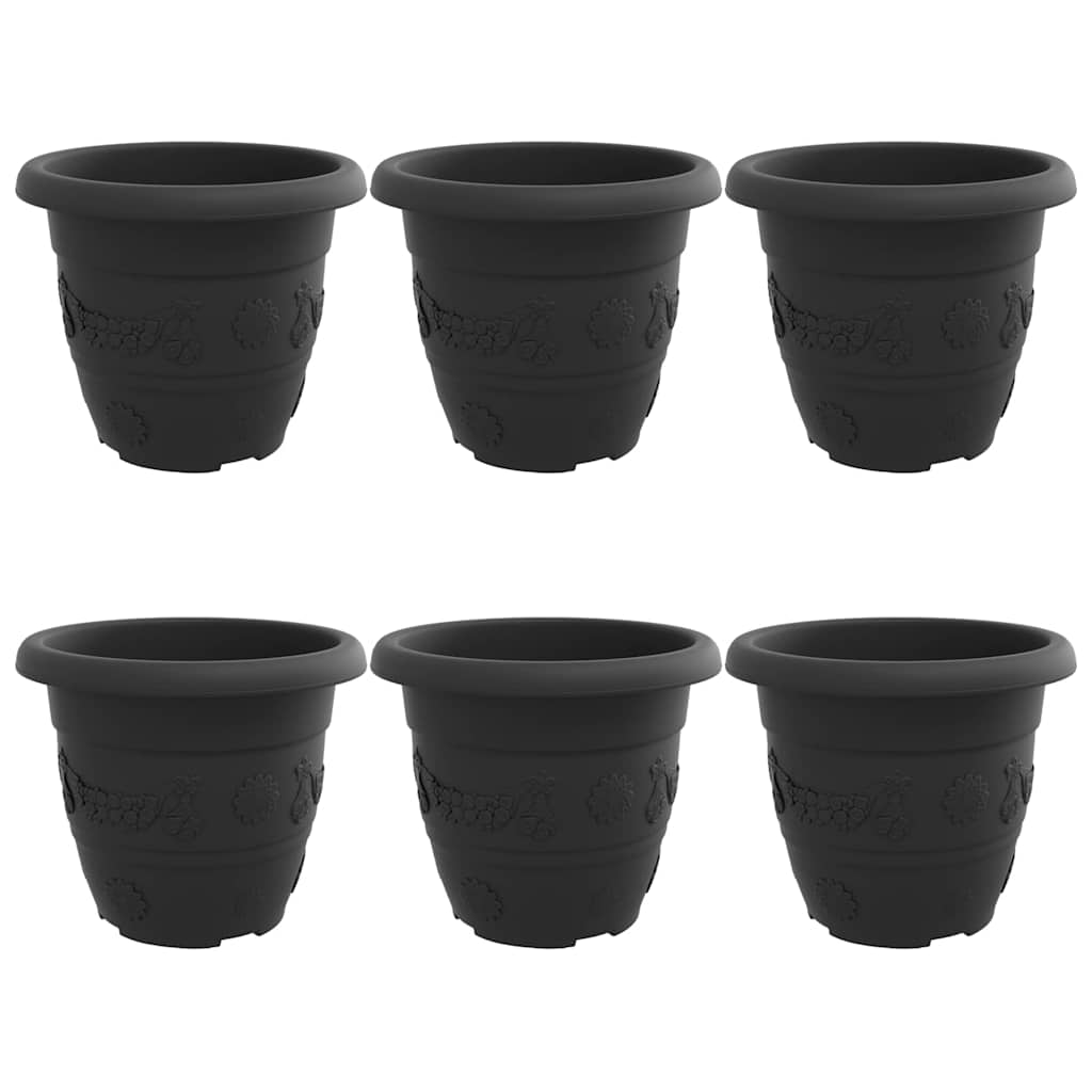 Apvalus gėlių vazonas 6 pcs Juoda Ø 26 x 21.5 cm Plastmasė
