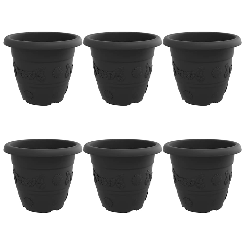 Apvalus gėlių vazonas 6 pcs Juoda Ø 26 x 21.5 cm Plastmasė