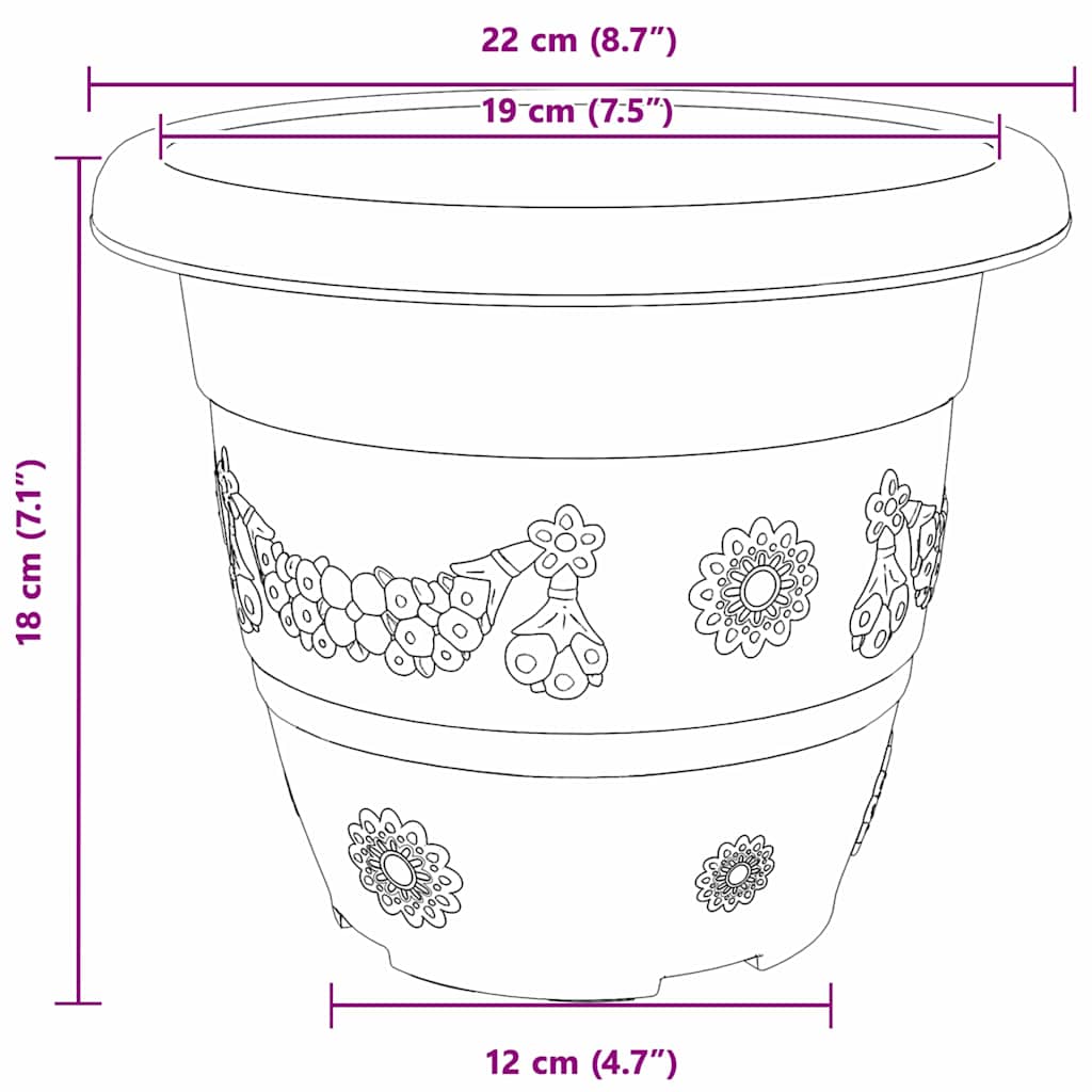 Apvalus gėlių vazonas 24 pcs Juoda Ø 26 x 21.5 cm Plastmasė