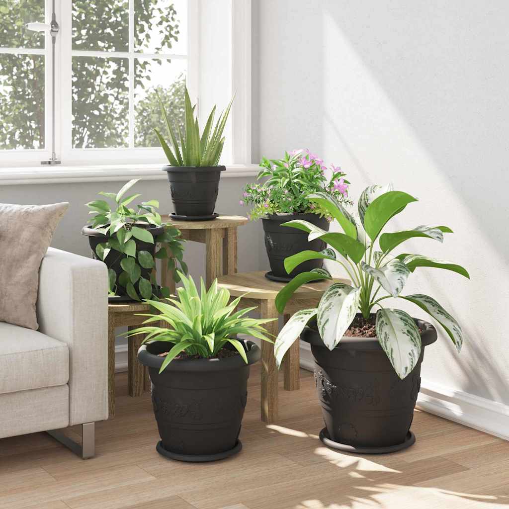 Apvalus gėlių vazonas 24 pcs Juoda Ø 26 x 21.5 cm Plastmasė