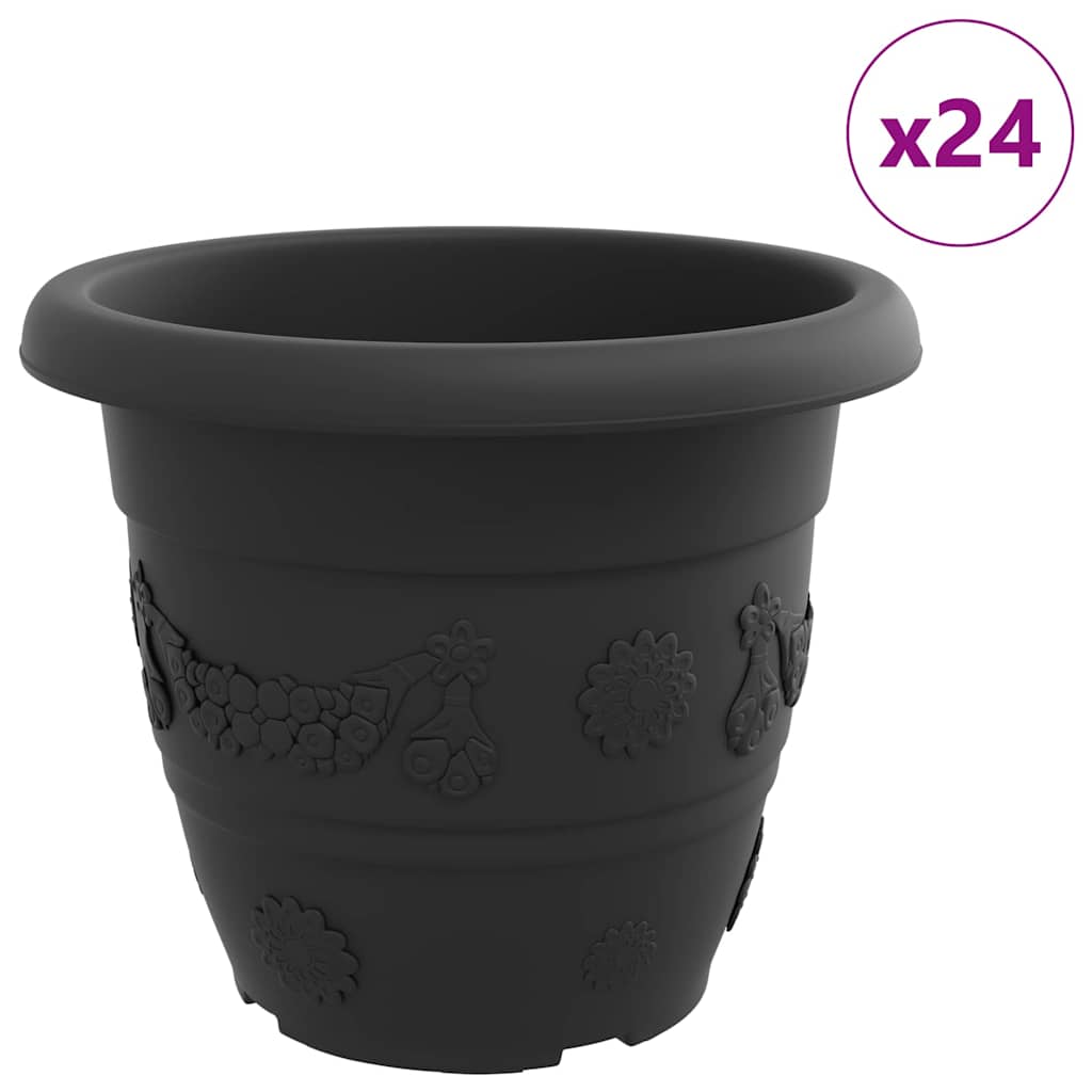 Apvalus gėlių vazonas 24 pcs Juoda Ø 26 x 21.5 cm Plastmasė