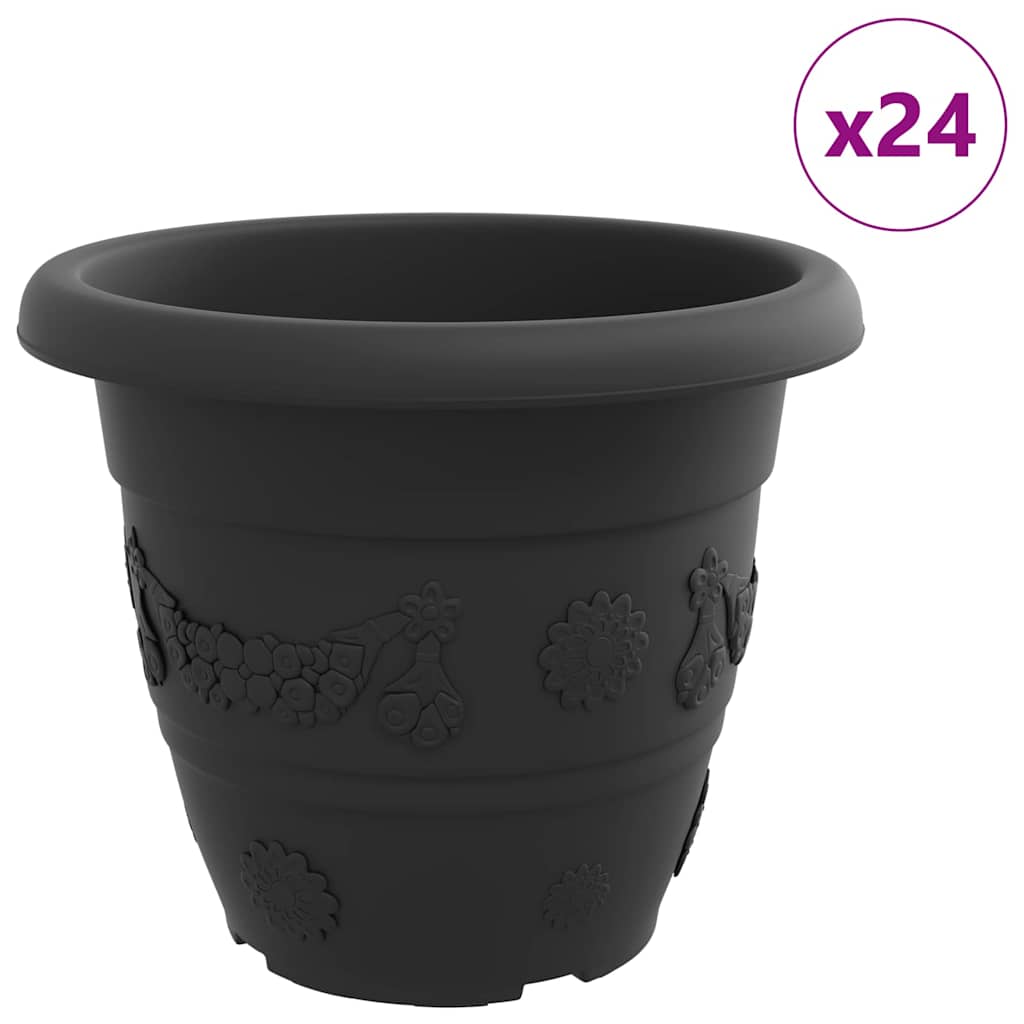 Apvalus gėlių vazonas 24 pcs Juoda Ø 26 x 21.5 cm Plastmasė
