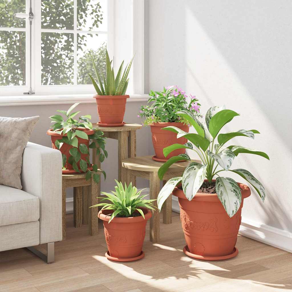 Apvalus gėlių padėklas 6 pcs Raudona plyta Ø 19 x 2 cm