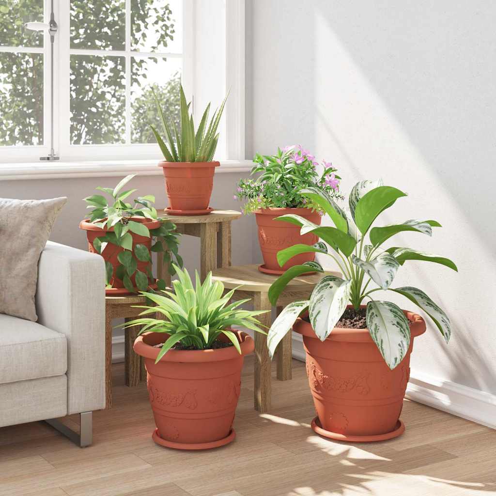 Apvalus gėlių padėklas 6 pcs Raudona plyta Ø 23,5 x 2,5 cm