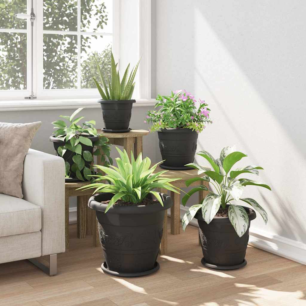 Apvalus gėlių padėklas 6 pcs Juoda Ø 14 x 2 cm Plastmasė
