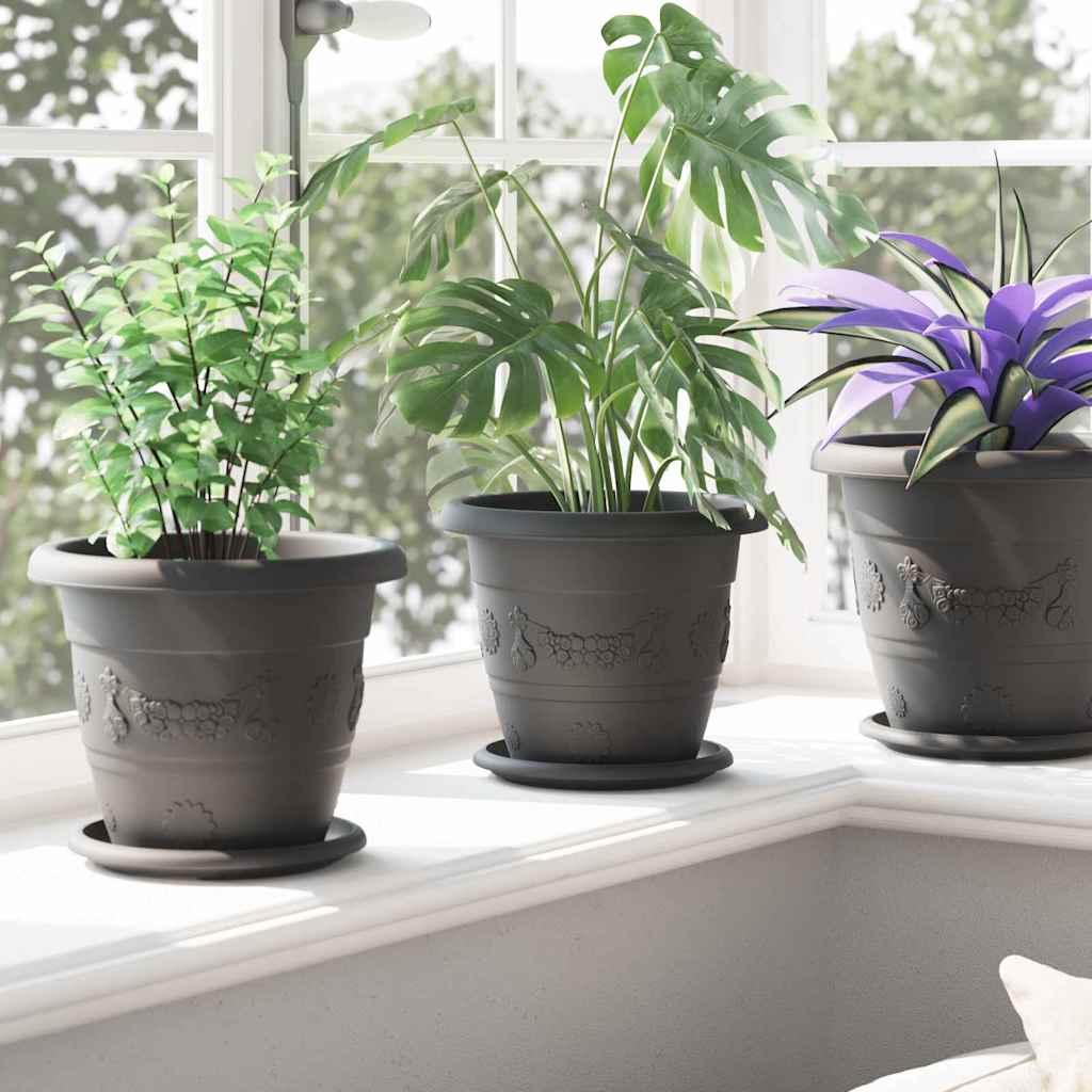 Apvalus gėlių padėklas 24 pcs Juoda Ø 17,5 x 2 cm Plastmasė