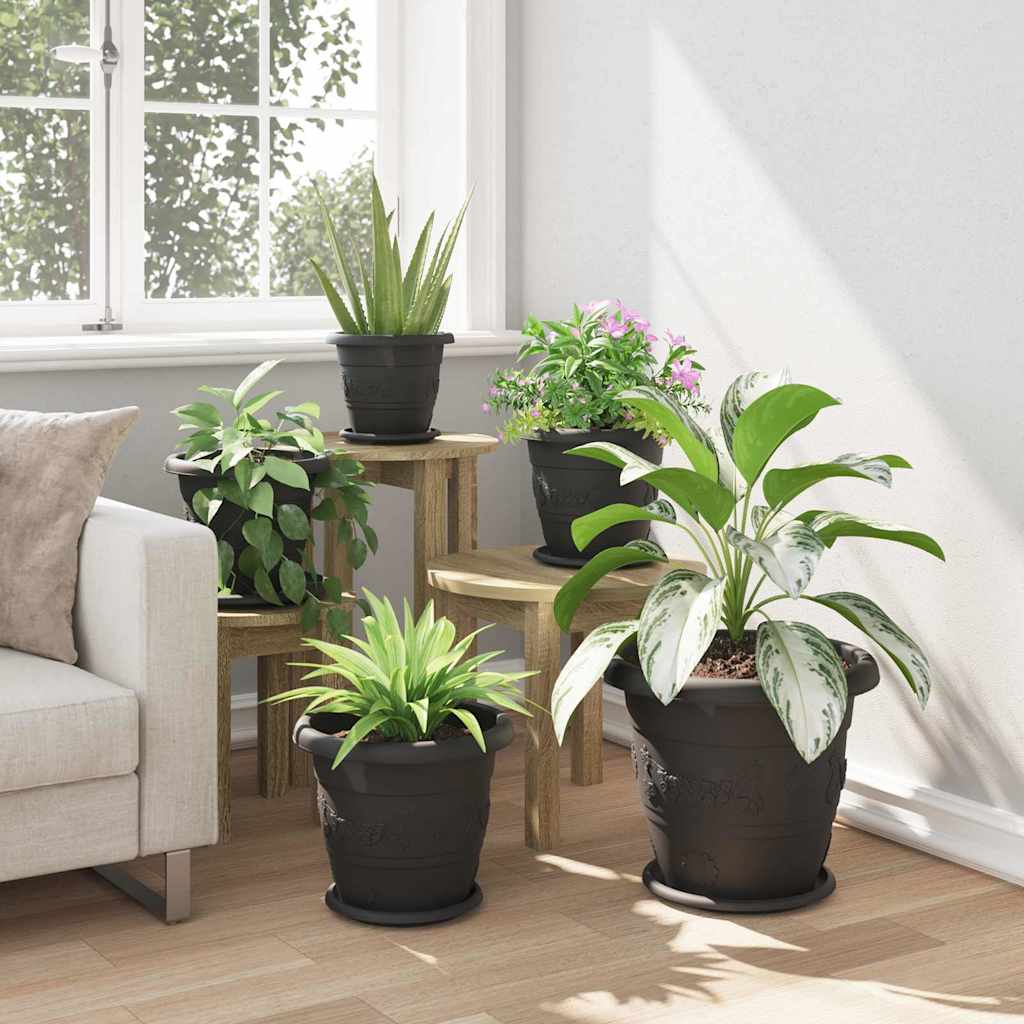 Apvalus gėlių padėklas 24 pcs Juoda Ø 21,5 x 2,5 cm Plastmasė
