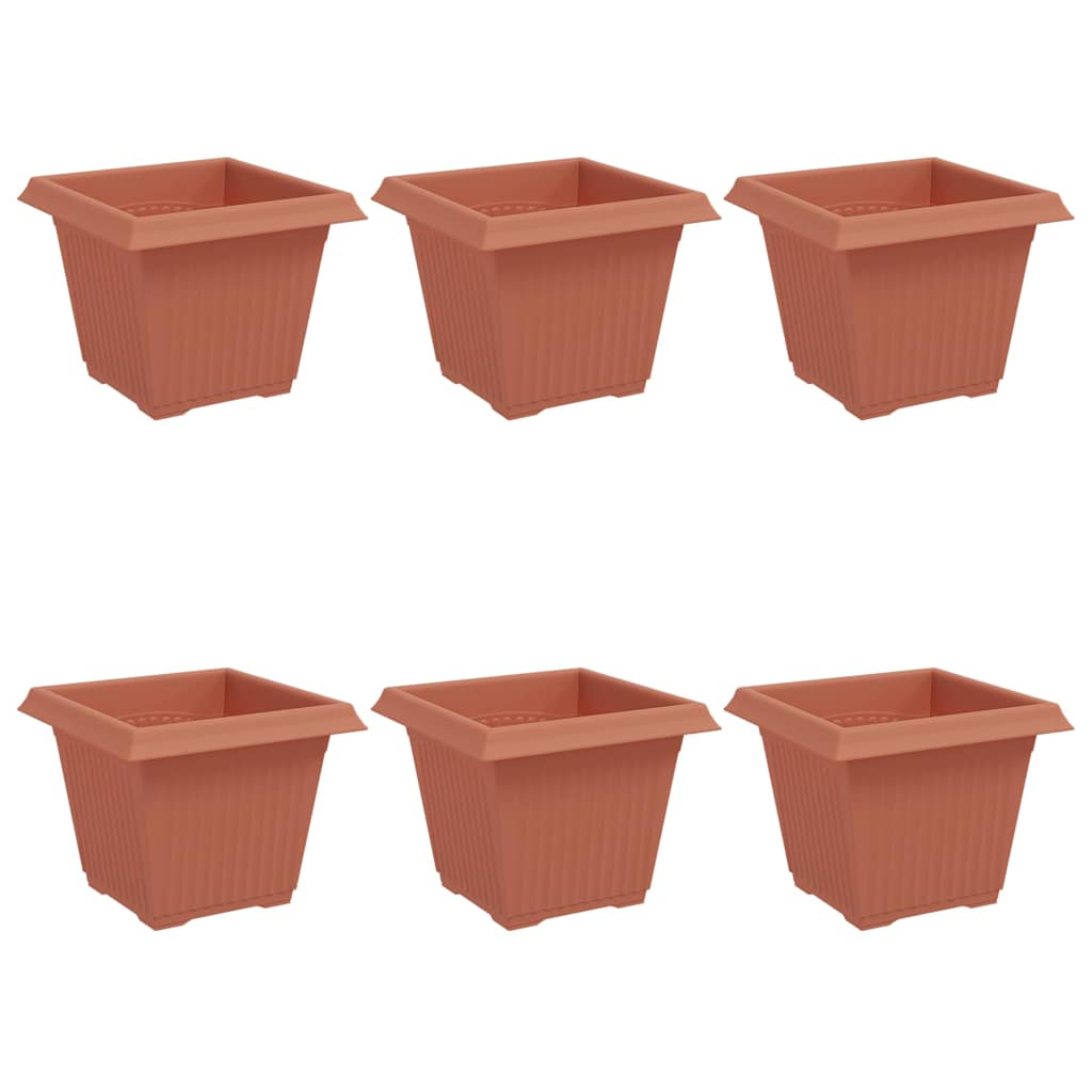 Kvadratinis gėlių vazonas 6 pcs Raudona plyta 20 x 20 x 16 cm