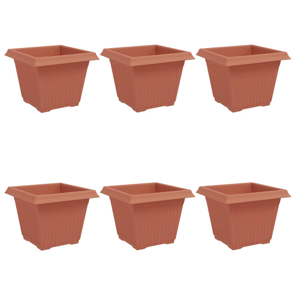 Kvadratinis gėlių vazonas 6 pcs Raudona plyta Plastmasė