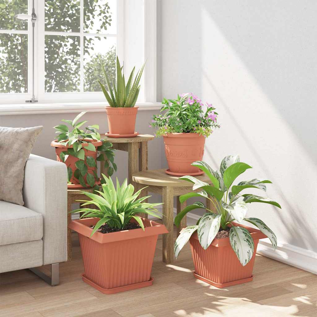 Kvadratinis gėlių vazonas 6 pcs Raudona plyta 33 x 33 x 26 cm