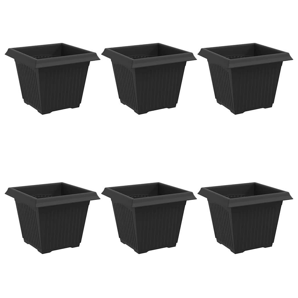 Kvadratinis gėlių vazonas 6 pcs Juoda 20 x 20 x 16 cm Plastmasė
