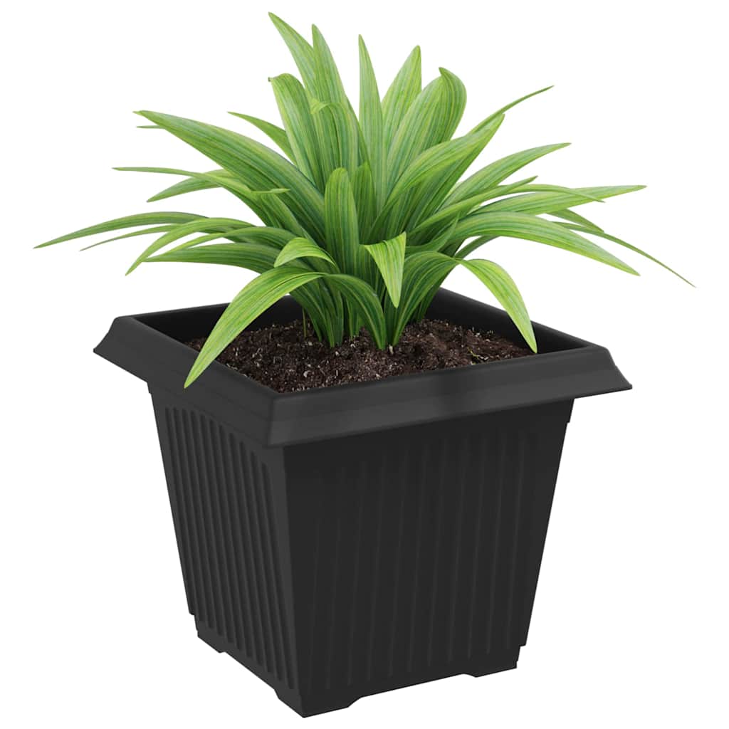 Kvadratinis gėlių vazonas 6 pcs Juoda 20 x 20 x 16 cm Plastmasė