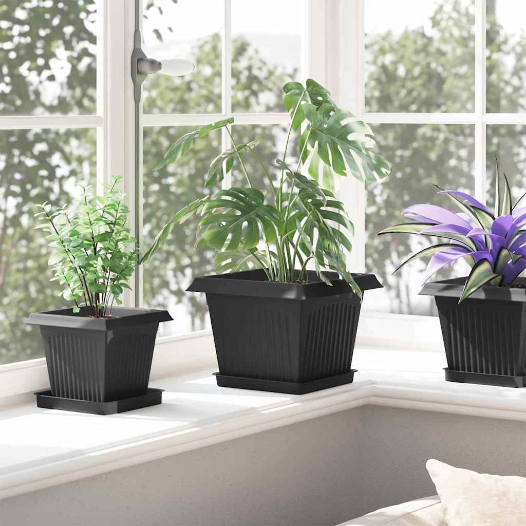 Kvadratinis gėlių vazonas 6 pcs Juoda 23 x 23 x 17,5 cm