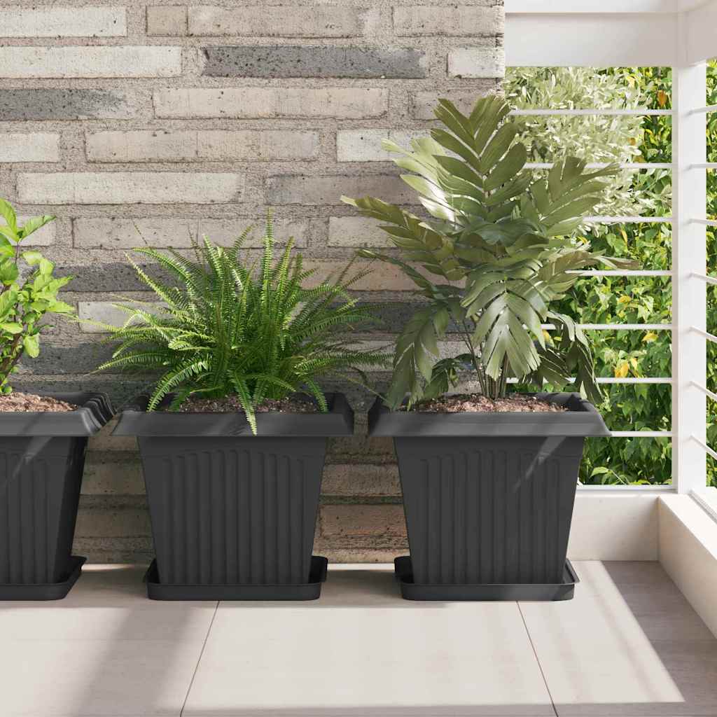 Kvadratinis gėlių vazonas 6 pcs Juoda 33 x 33 x 26 cm Plastmasė