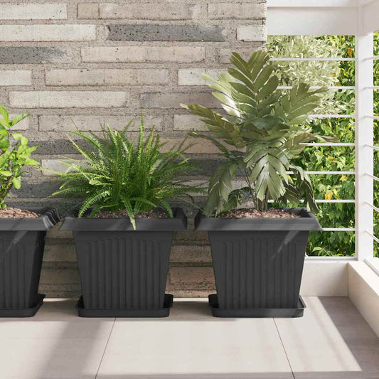 Kvadratinis gėlių vazonas 6 pcs Juoda 33 x 33 x 26 cm Plastmasė