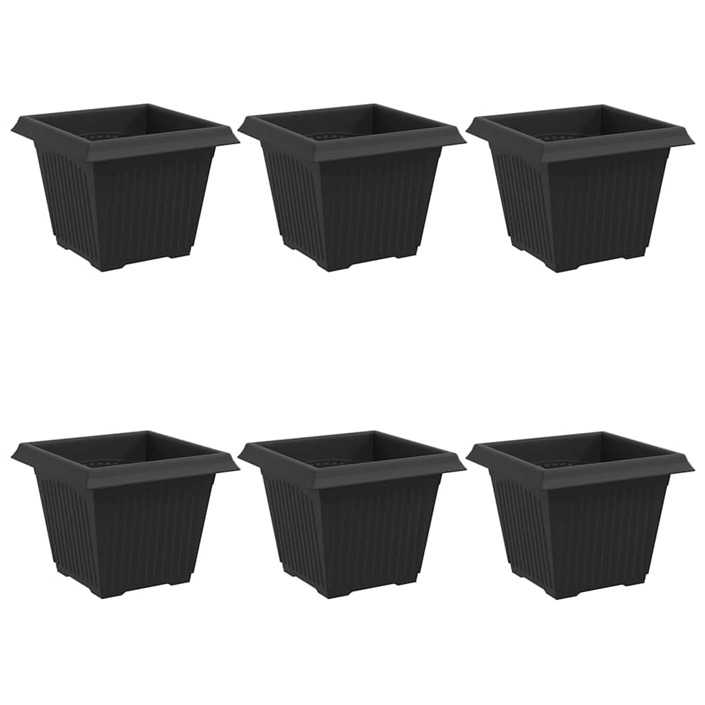 Kvadratinis gėlių vazonas 6 pcs Juoda 33 x 33 x 26 cm Plastmasė