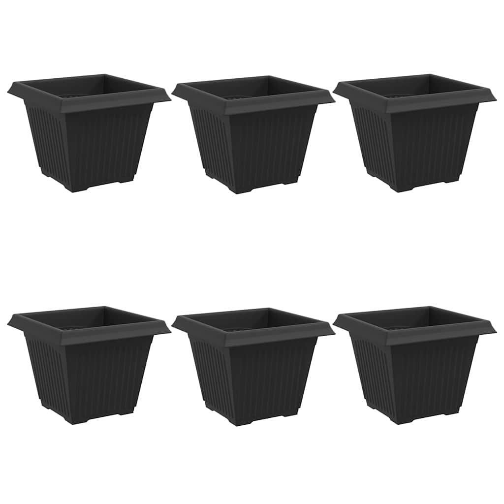 Kvadratinis gėlių vazonas 6 pcs Juoda 38 x 38 x 30 cm Plastmasė