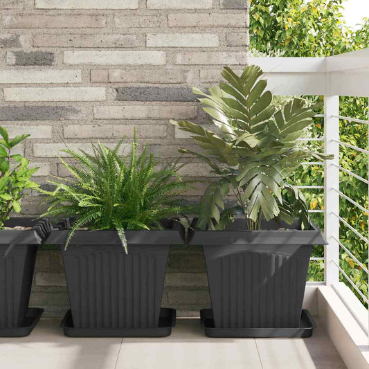 Kvadratinis gėlių vazonas 6 pcs Juoda 43 x 43 x 33,5 cm