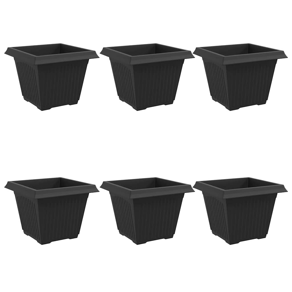Kvadratinis gėlių vazonas 6 pcs Juoda 43 x 43 x 33,5 cm