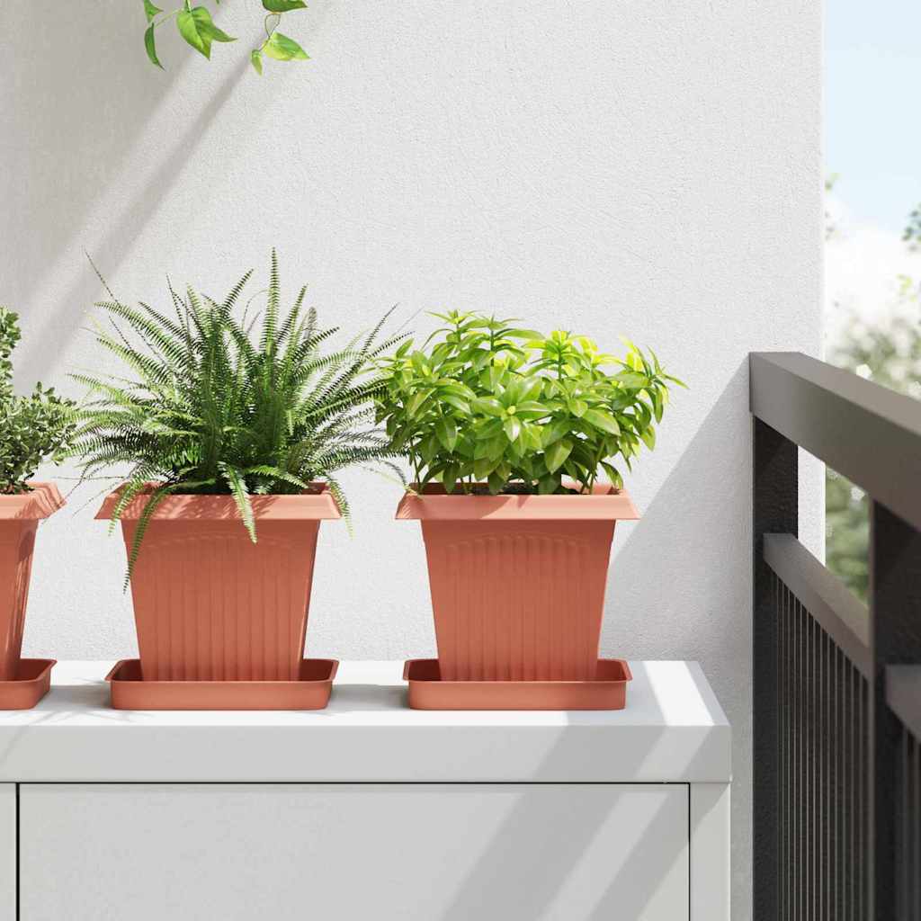 Kvadratinis gėlių vazonas 24 pcs Raudona plyta 16 x 16 x 14 cm