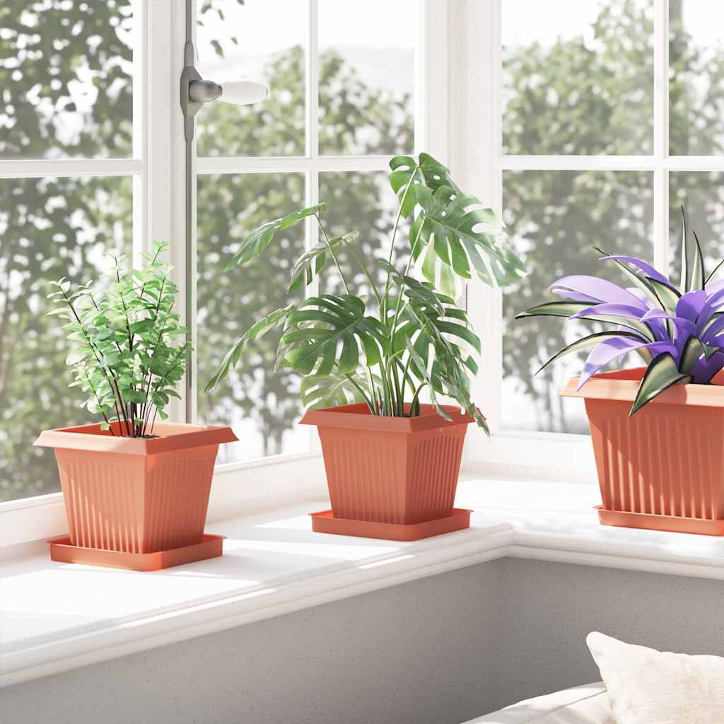 Kvadratinis gėlių vazonas 24 pcs Raudona plyta 16 x 16 x 14 cm