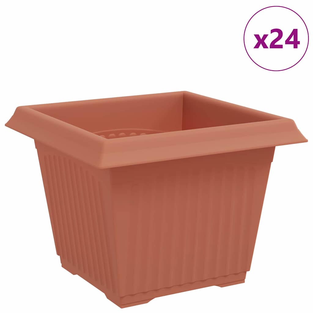 Kvadratinis gėlių vazonas 24 pcs Raudona plyta Plastmasė