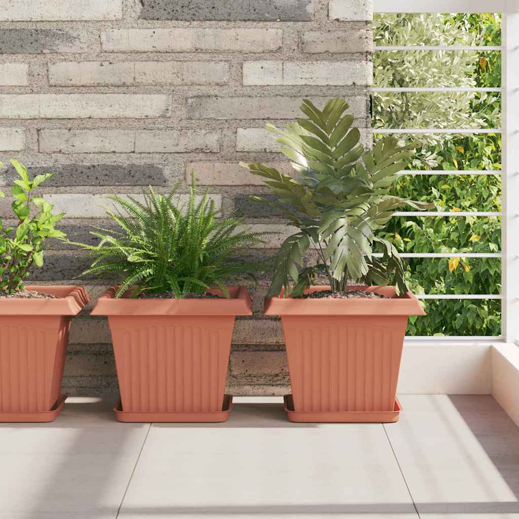 Kvadratinis gėlių vazonas 24 pcs Raudona plyta Plastmasė
