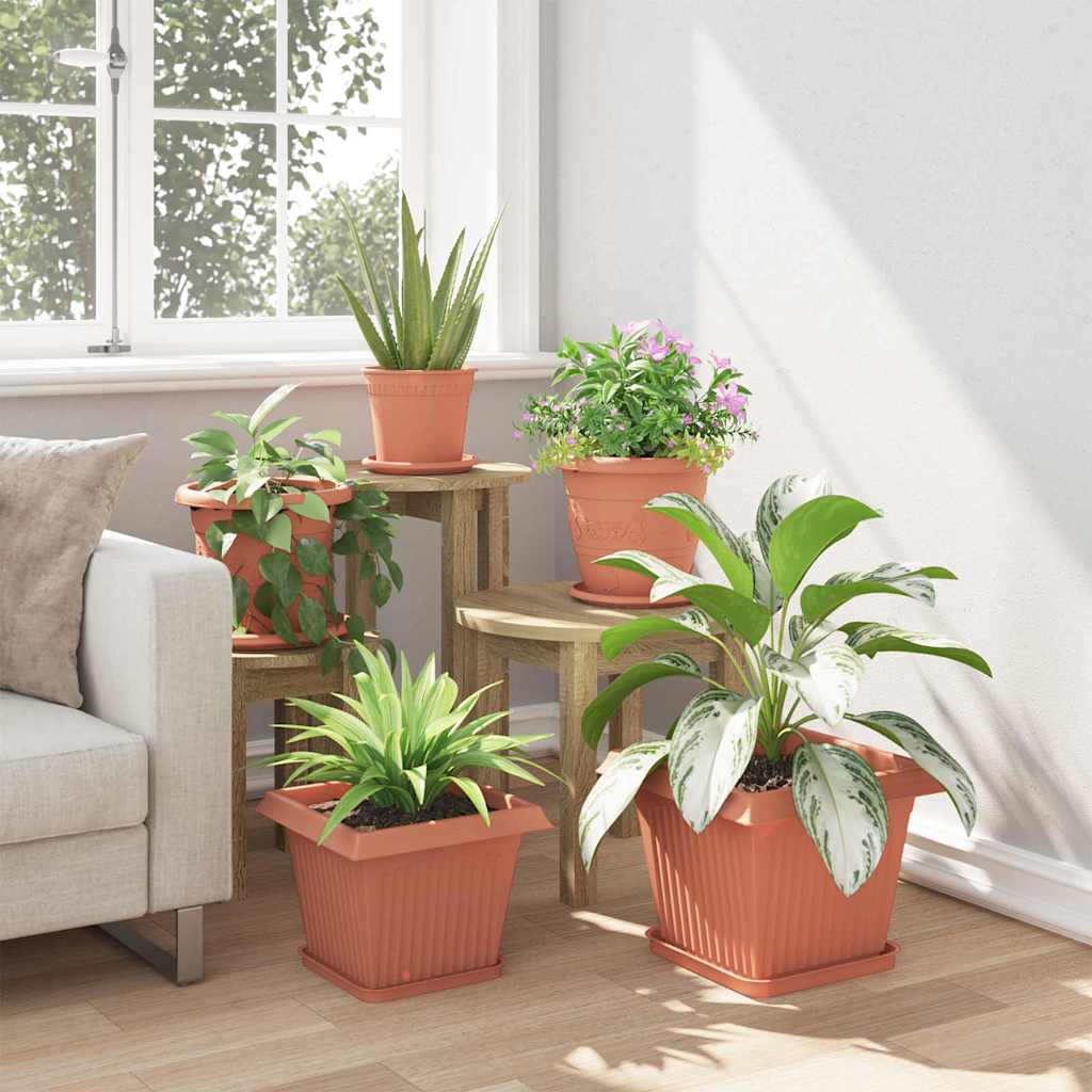 Kvadratinis gėlių vazonas 24 pcs Raudona plyta Plastmasė