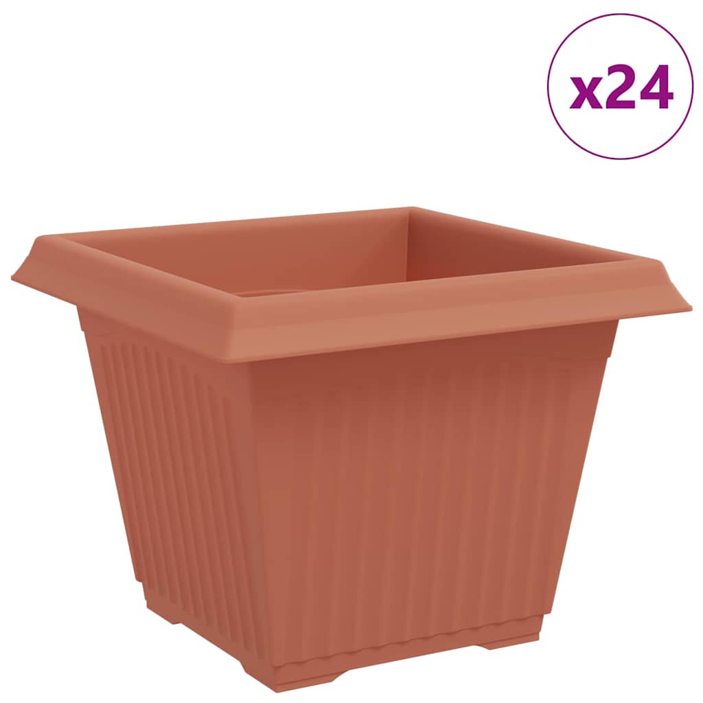 Kvadratinis gėlių vazonas 24 pcs Raudona plyta Plastmasė