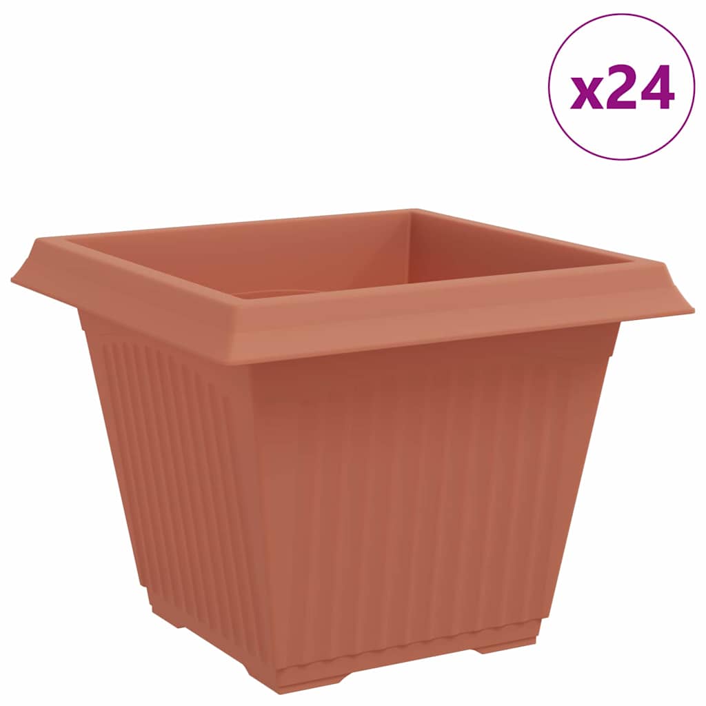 Kvadratinis gėlių vazonas 24 pcs Raudona plyta Plastmasė