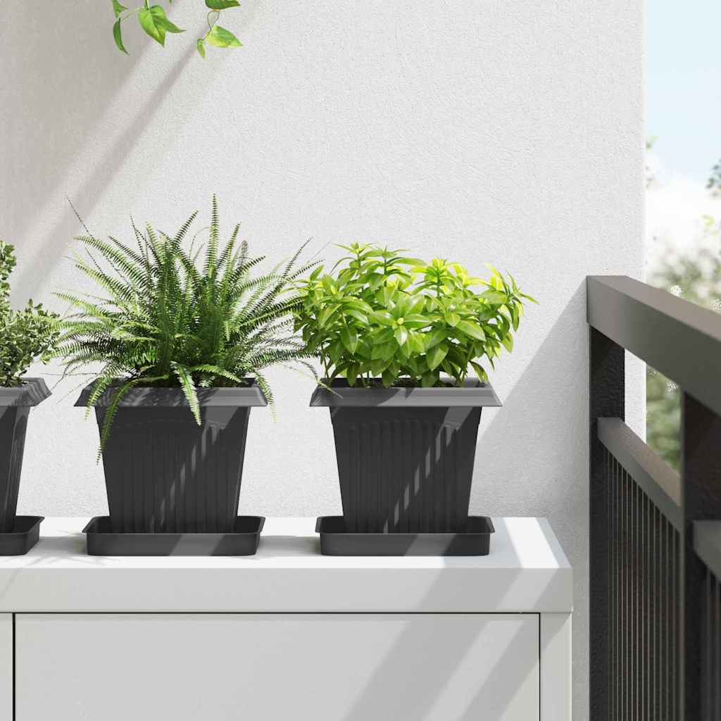 Kvadratinis gėlių vazonas 24 pcs Juoda 16 x 16 x 14 cm