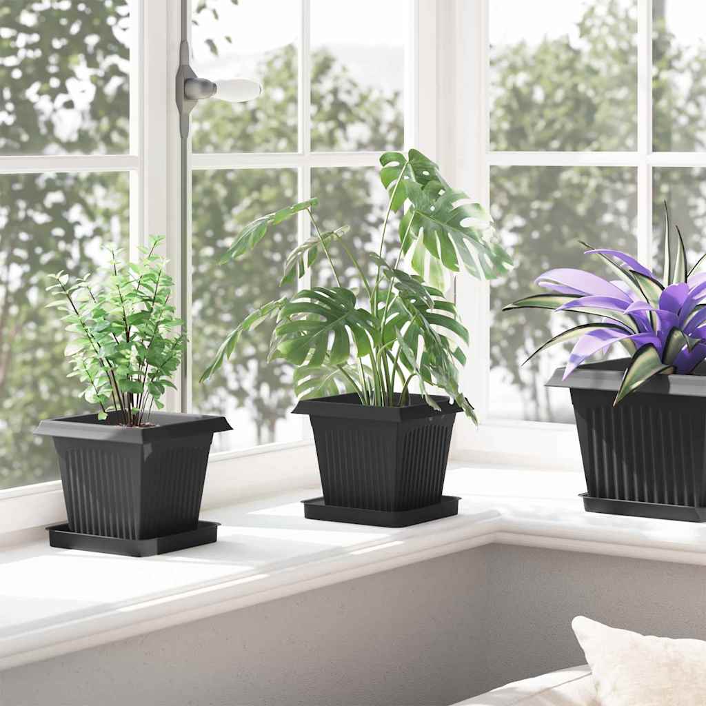 Kvadratinis gėlių vazonas 24 pcs Juoda 16 x 16 x 14 cm