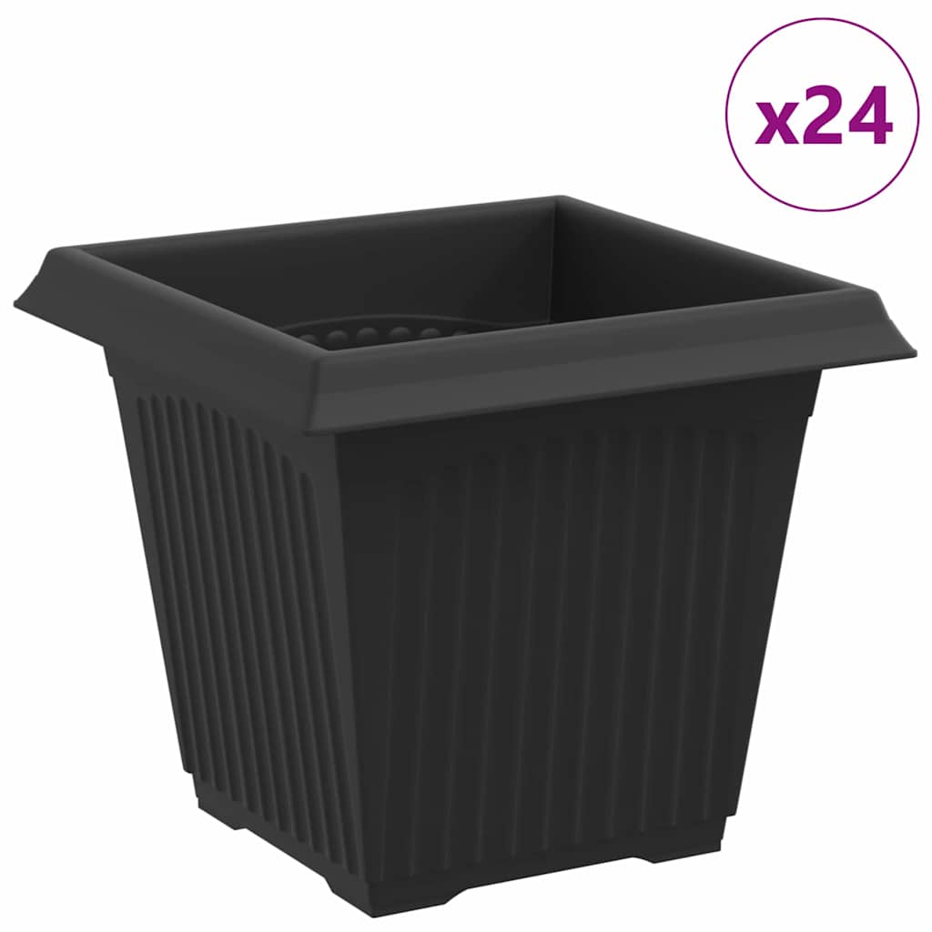 Kvadratinis gėlių vazonas 24 pcs Juoda 16 x 16 x 14 cm