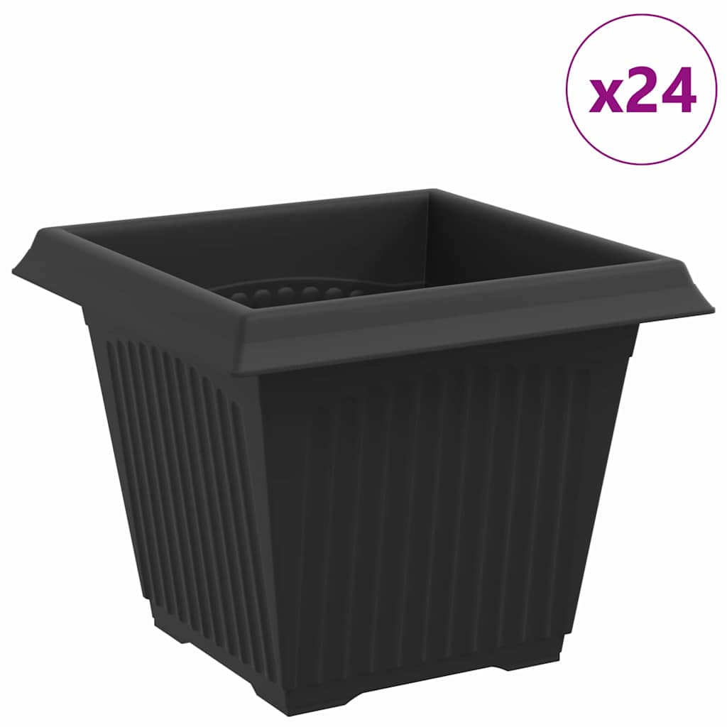 Kvadratinis gėlių vazonas 24 pcs Juoda 20 x 20 x 16 cm