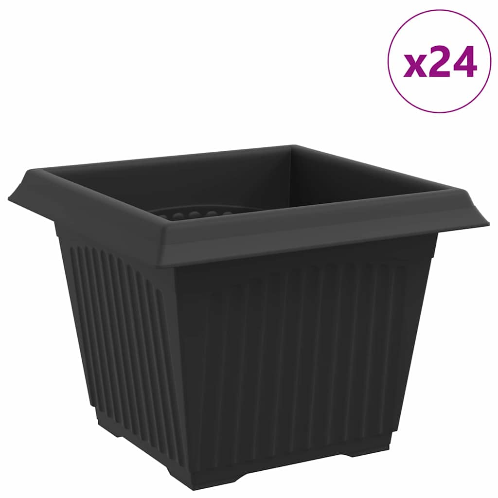 Kvadratinis gėlių vazonas 24 pcs Juoda 23 x 23 x 17,5 cm