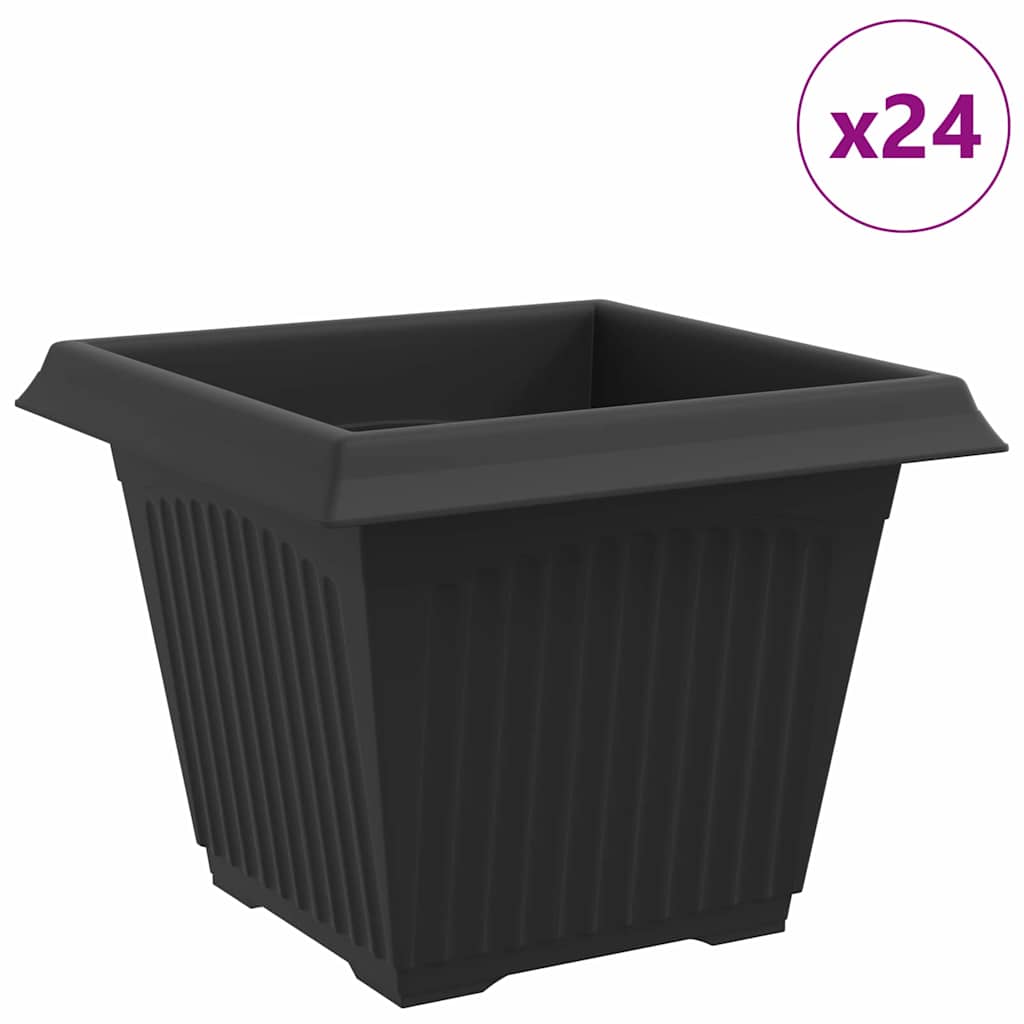 Kvadratinis gėlių vazonas 24 pcs Juoda 28,5 x 28,5 x 22 cm