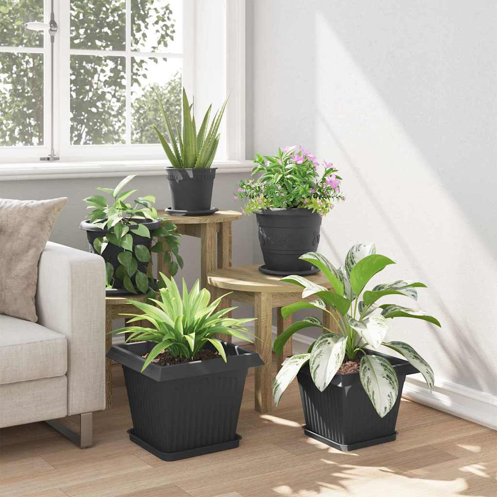 Kvadratinis gėlių vazonas 24 pcs Juoda 33 x 33 x 26 cm