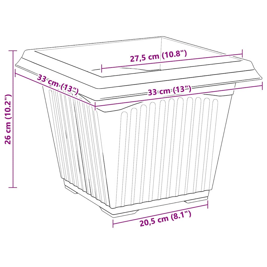Kvadratinis gėlių vazonas 24 pcs Juoda 33 x 33 x 26 cm