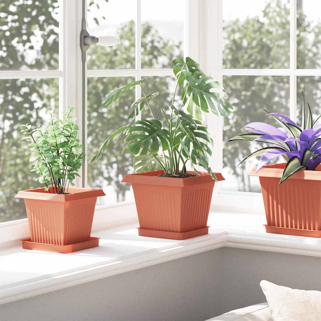 Kvadratinis gėlių padėklas 6 pcs Raudona plyta 15 x 15 x 2 cm