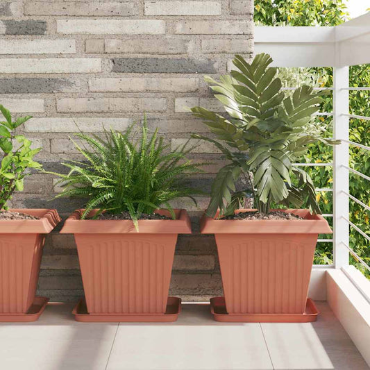 Kvadratinis gėlių padėklas 6 pcs Raudona plyta 32 x 32 x 2,5 cm