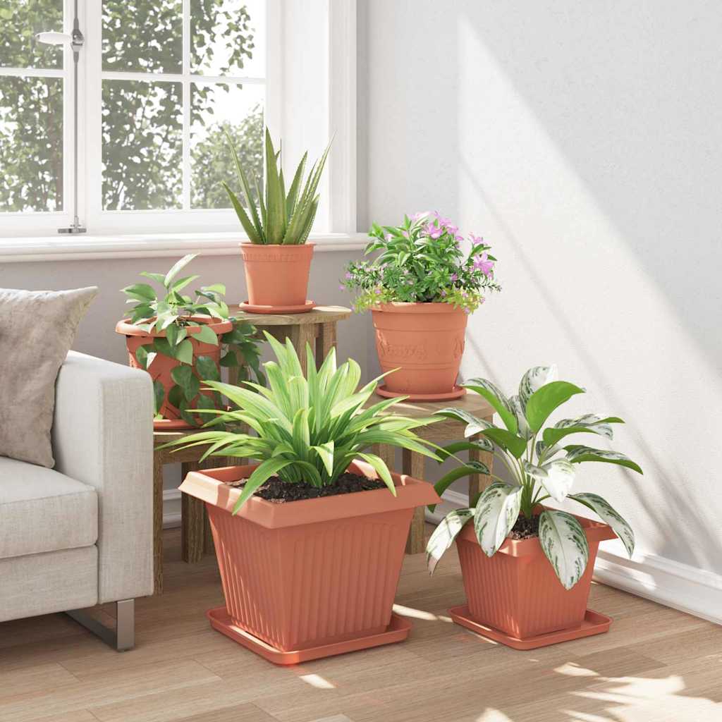 Kvadratinis gėlių padėklas 6 pcs Raudona plyta 32 x 32 x 2,5 cm