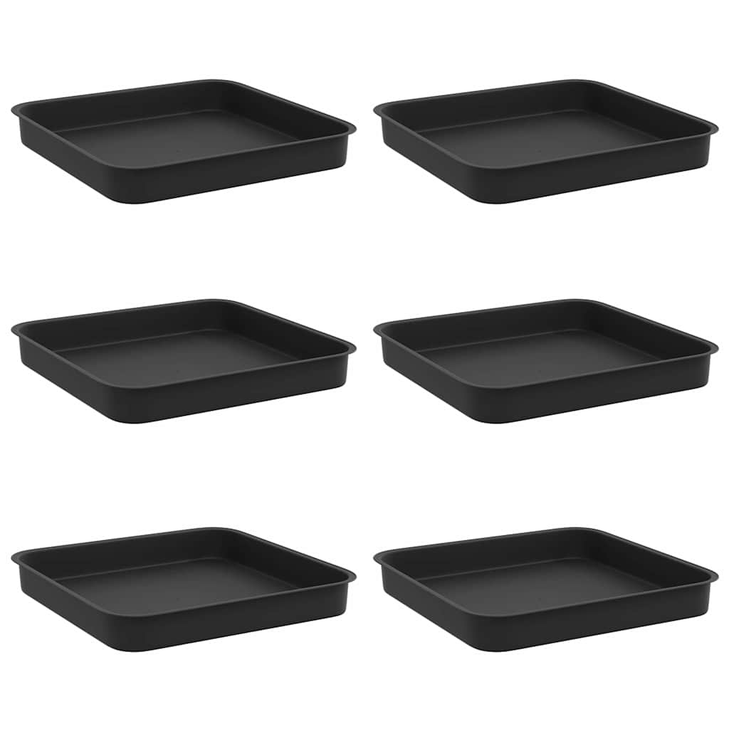 Kvadratinis gėlių padėklas 6 pcs Juoda 15 x 15 x 2 cm Plastmasė