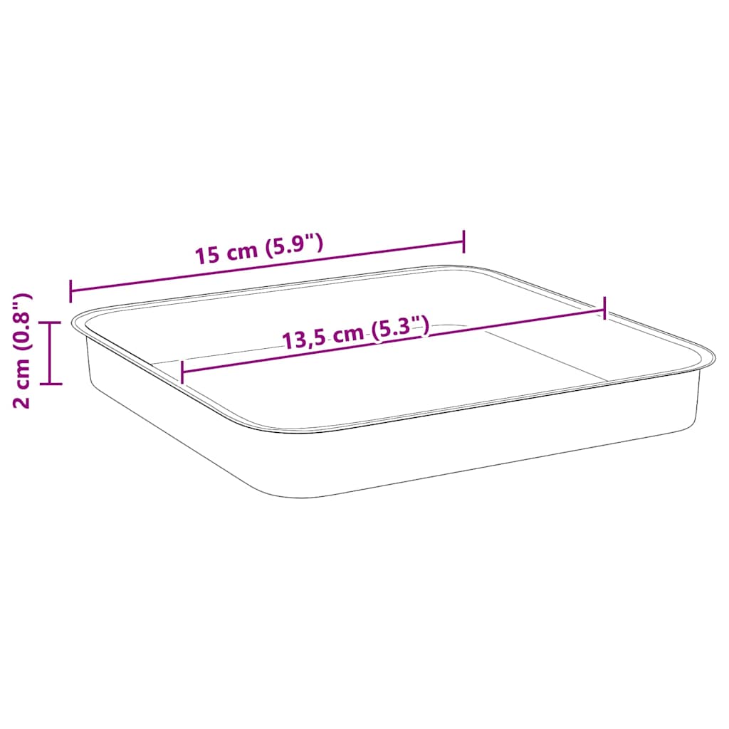Kvadratinis gėlių padėklas 6 pcs Juoda 15 x 15 x 2 cm Plastmasė